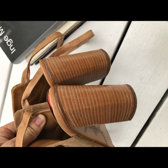 Alberto Fermani Suede Open Toe Stacked Heel Booties - Picture 10 of 13